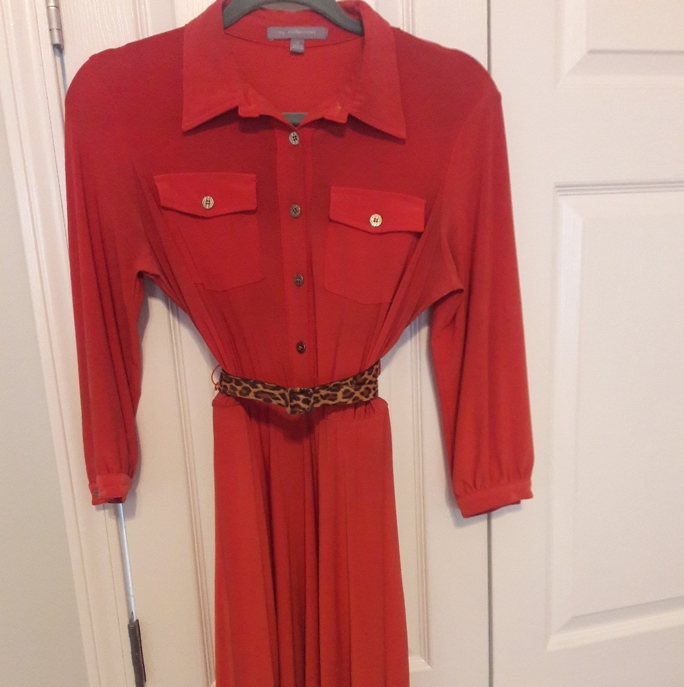 Shift office dress/w leopard belt